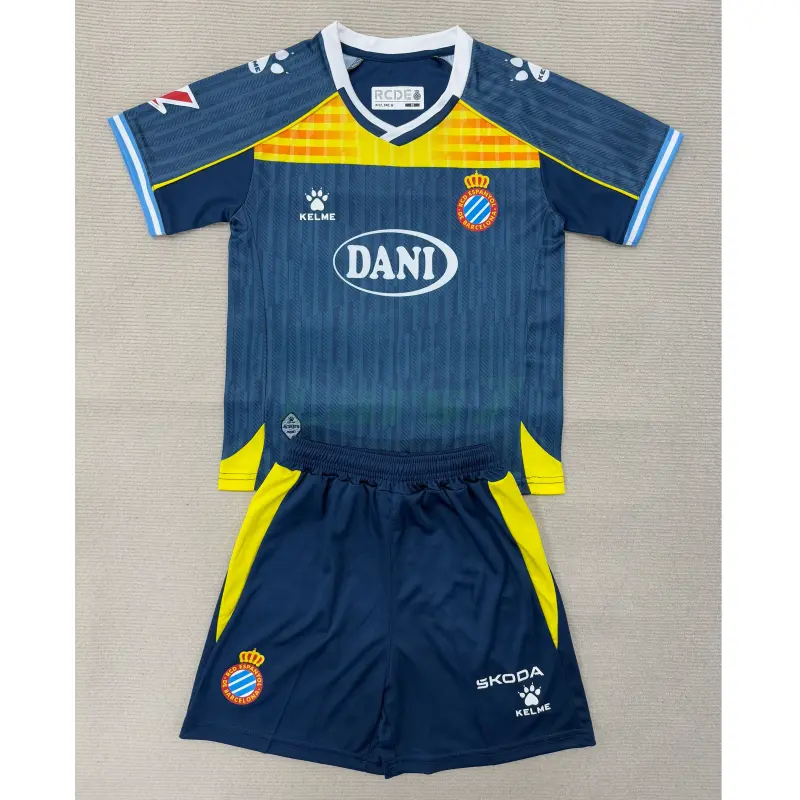 Camiseta Espanyol 3ª Equipación 2025/2026 Azul Marino Niño Kit con Parche La Liga