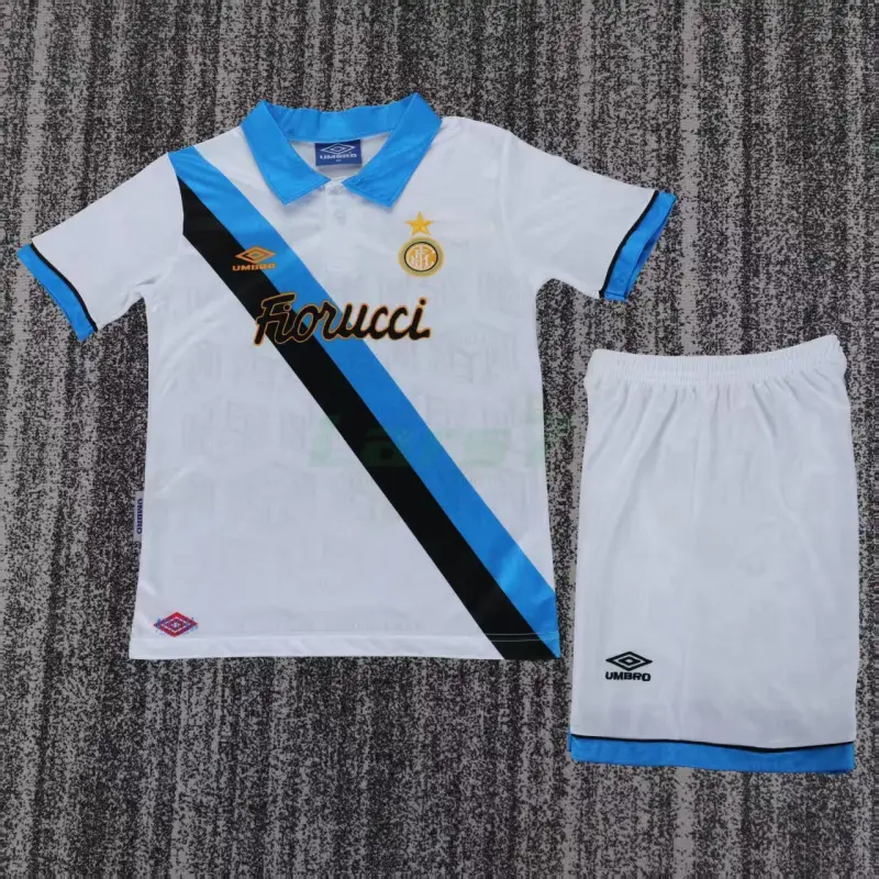 Camiseta Inter de Milan 2ª Equipación Retro 1994/95 Blanco/Azul Niño Kit