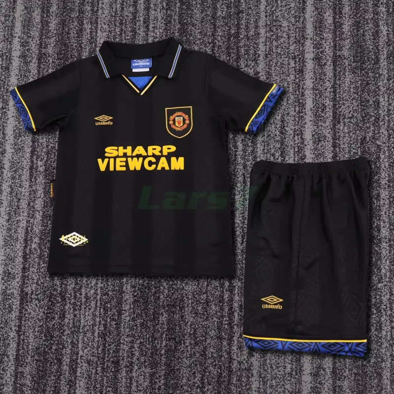Camiseta Manchester United 1ª Equipación Retro 1993/94 Negro Niño Kit