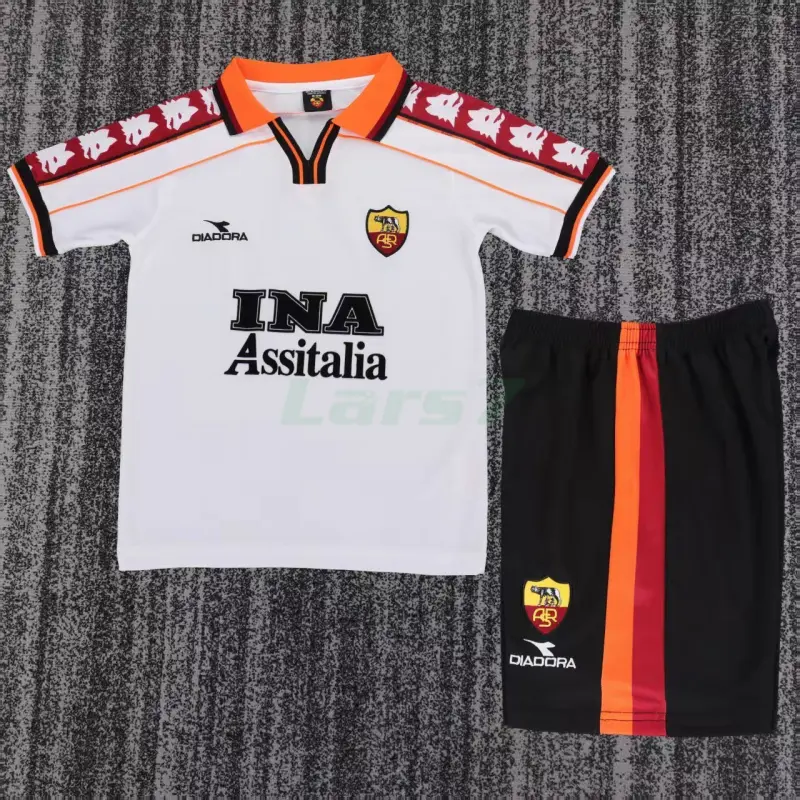 Camiseta AS Roma 2ª Equipación Retro 1998/99 Blanco Niño Kit