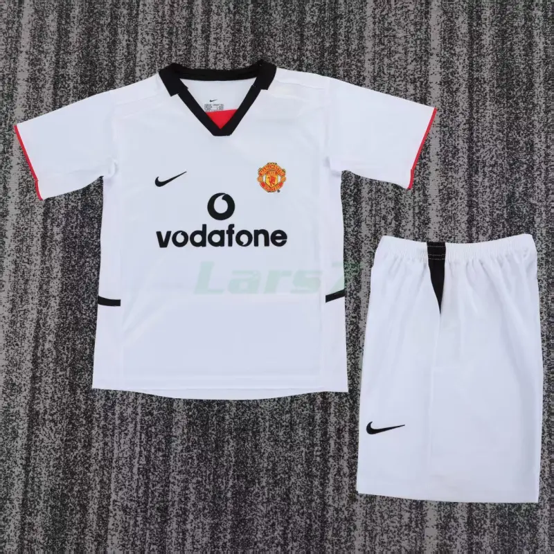 Camiseta Manchester United 2ª Equipación Retro 2002/03 Blanco Niño Kit