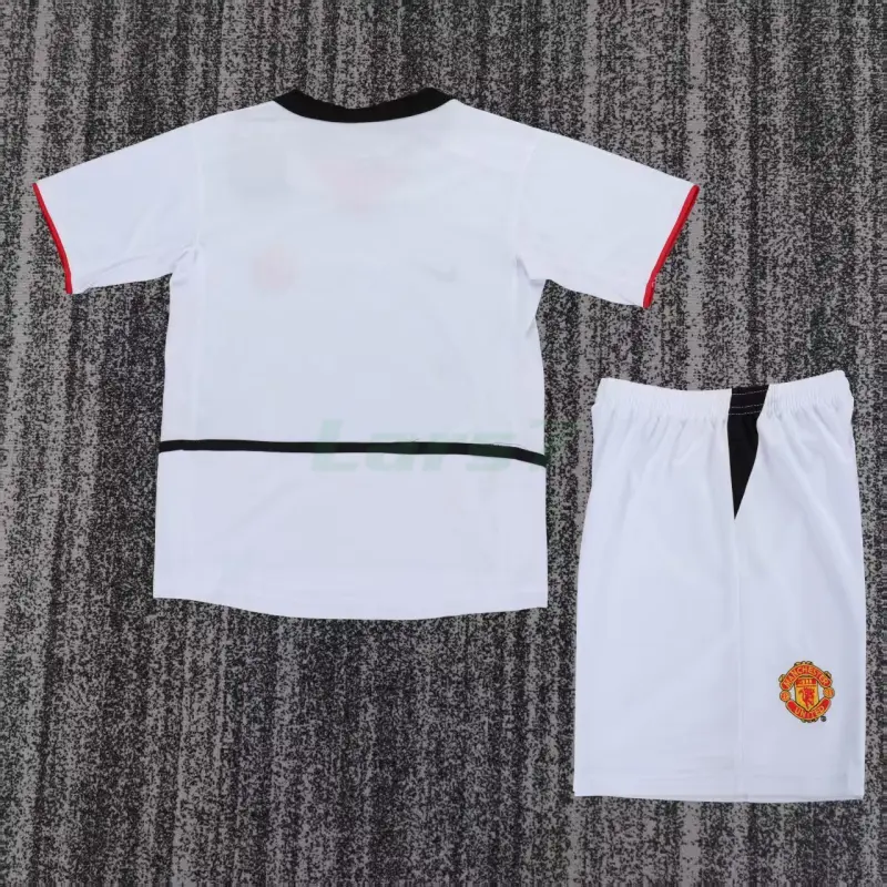 Camiseta Manchester United 2ª Equipación Retro 2002/03 Blanco Niño Kit