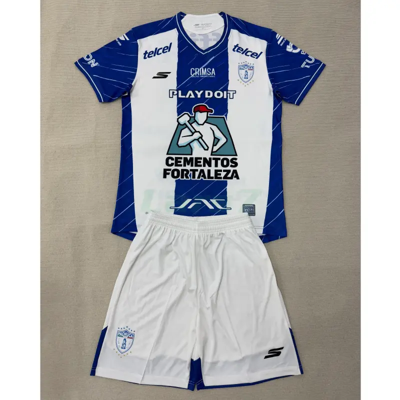 Camiseta Pachuca 1ª Equipación 2025/2026 Blanco/Azul Niño Kit