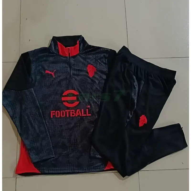 Sudadera De Entrenamiento AC Milan 2025/2026 Negro/Rojo con Estampado