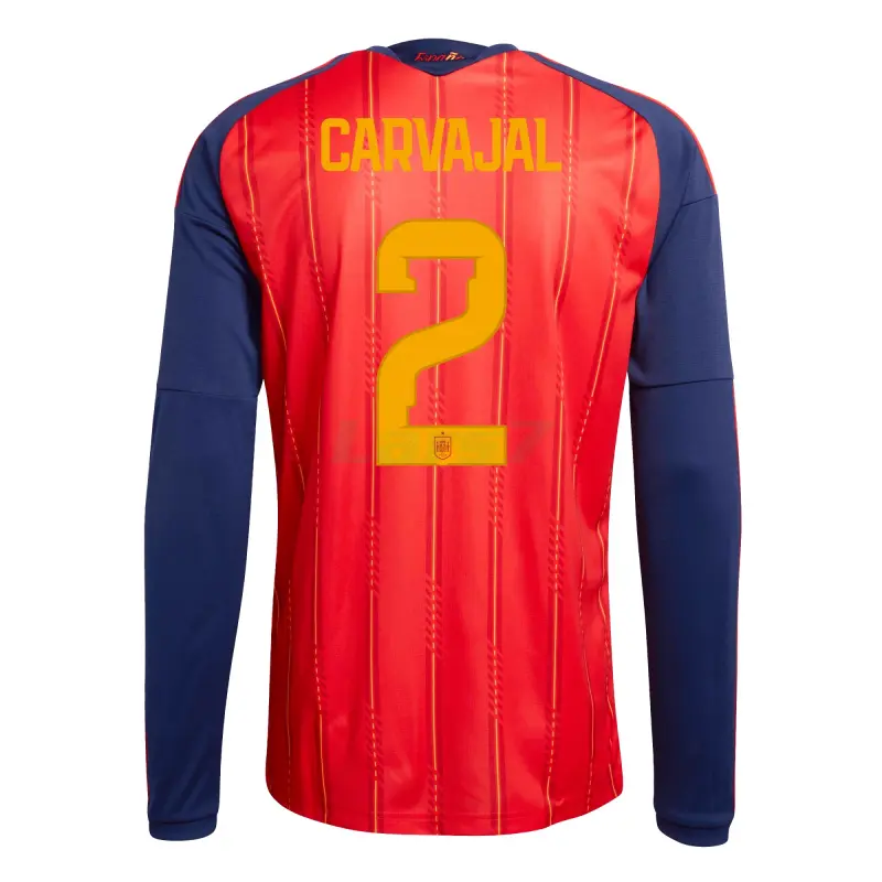 Camiseta Carvajal 2 España 1ª Equipación 2026 ML Rojo/Azul