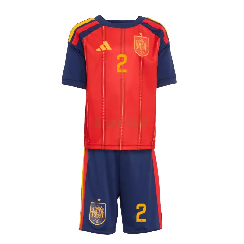 Camiseta Carvajal 2 España 1ª Equipación 2026 Rojo/Azul Niño Kit