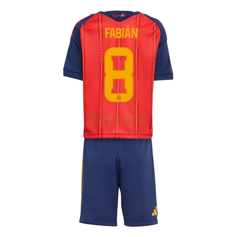 Camiseta Fabián 8 España 1ª Equipación 2026 Rojo/Azul Niño Kit