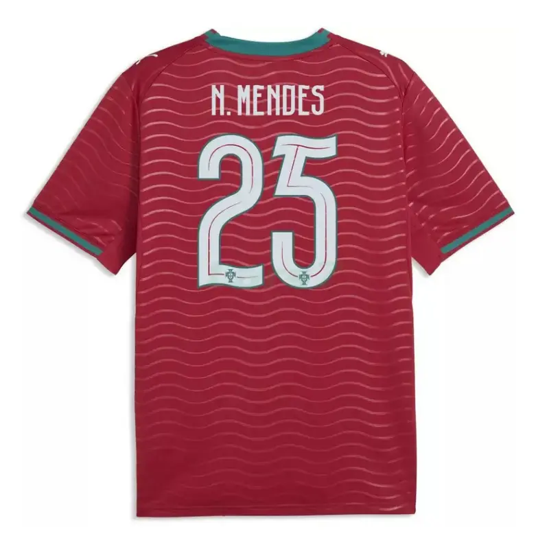 Camiseta N.Mendes 25 Portugal 1ª Equipación 2026 Rojo