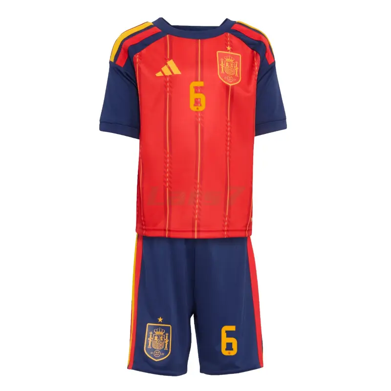 Camiseta Merino 6 España 1ª Equipación 2026 Rojo/Azul Niño Kit