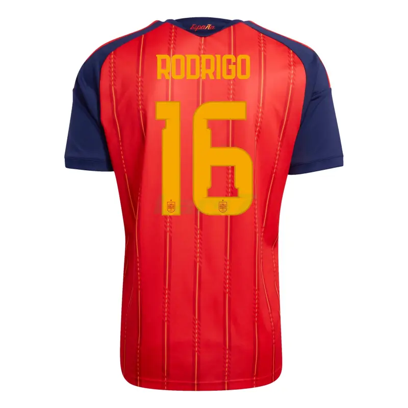 Camiseta Rodrigo 16 España 1ª Equipación 2026 Rojo/Azul