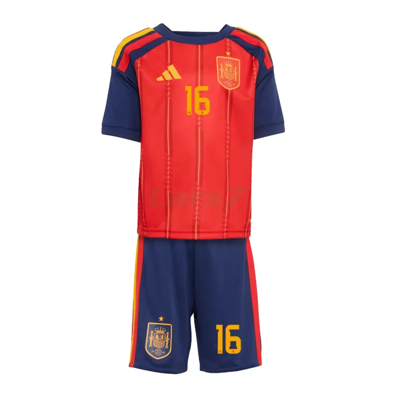 Camiseta Rodrigo 16 España 1ª Equipación 2026 Rojo/Azul Niño Kit