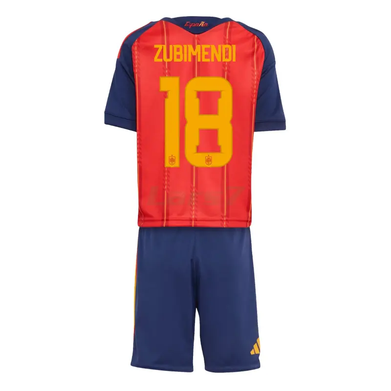 Camiseta Zubimendi 18 España 1ª Equipación 2026 Rojo/Azul Niño Kit