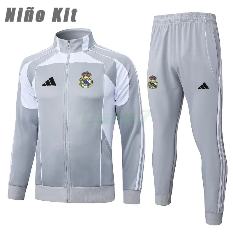 Chandal Real Madrid 2025/2026 Niño Gris/Blanco