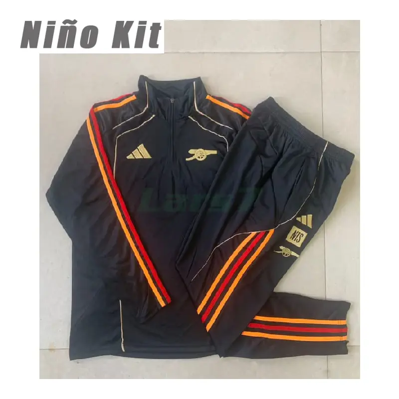 Sudadera De Entrenamiento Arsenal 2025/2026 Niño Kit Negro Versión Retro