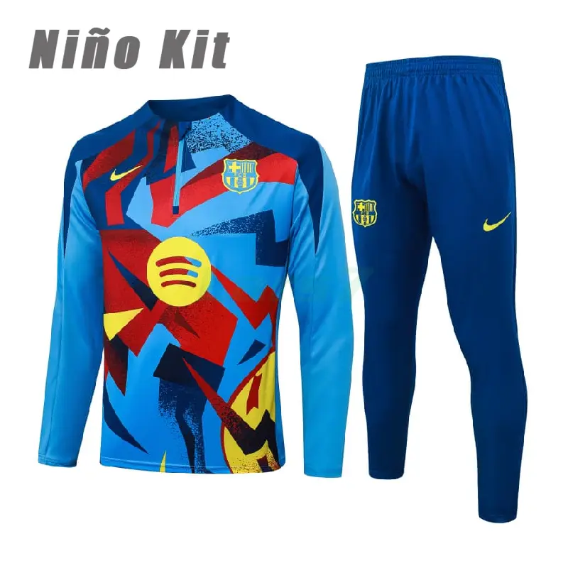 Sudadera De Entrenamiento Barcelona 2025/2026 Niño Kit Azul/Amarillo/Rojo con Estampado