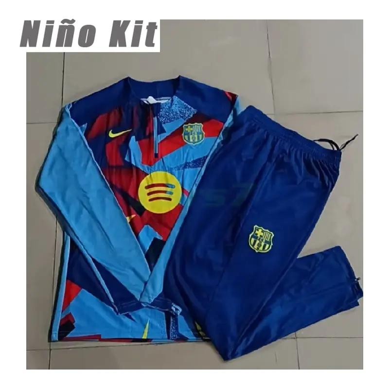 Sudadera De Entrenamiento Barcelona 2025/2026 Niño Kit Azul/Amarillo/Rojo con Estampado