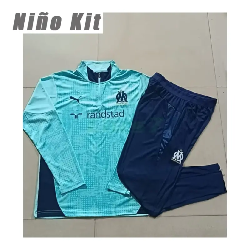 Sudadera De Entrenamiento Olympique Marsella 2025/2026 Niño Kit Azul Verdoso