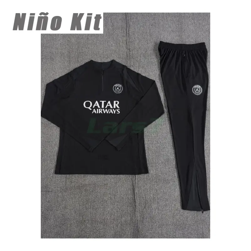 Sudadera De Entrenamiento PSG 2025/2026 Niño Kit Negro/Blanco (EDICIÓN JUGADOR)