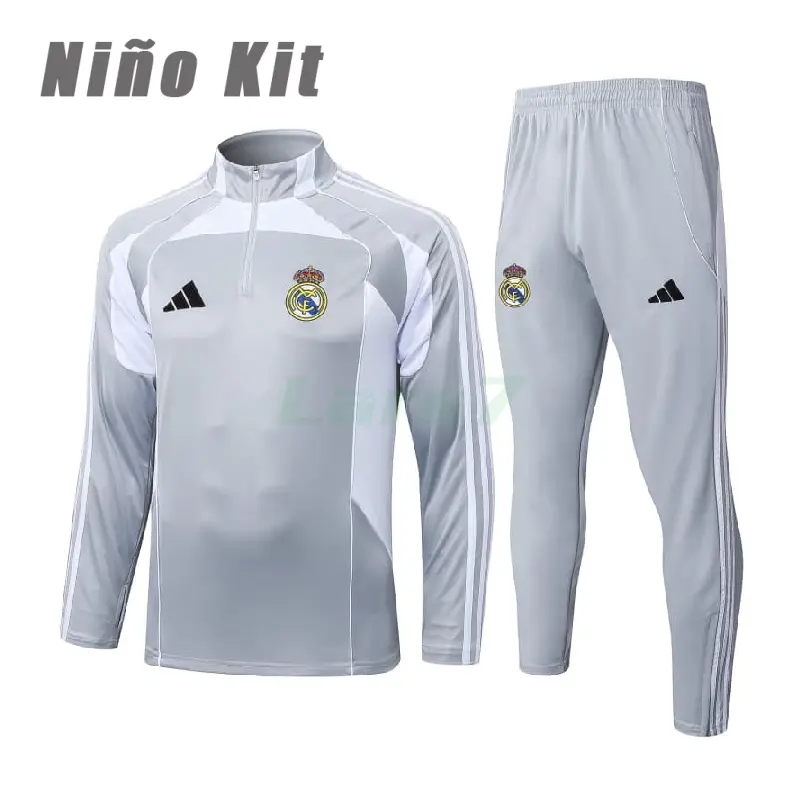 Sudadera De Entrenamiento Real Madrid 2025/2026 Niño Kit Gris