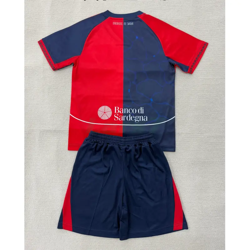 Camiseta Cagliari Calcio 1ª Equipación 2025/2026 Rojo/Azul Niño Kit