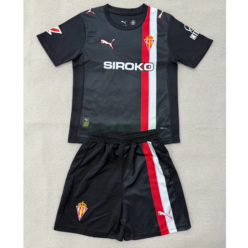 Camiseta Sporting de Gijón 2ª Equipación 2025/2026 Niño Kit con Parche La Liga
