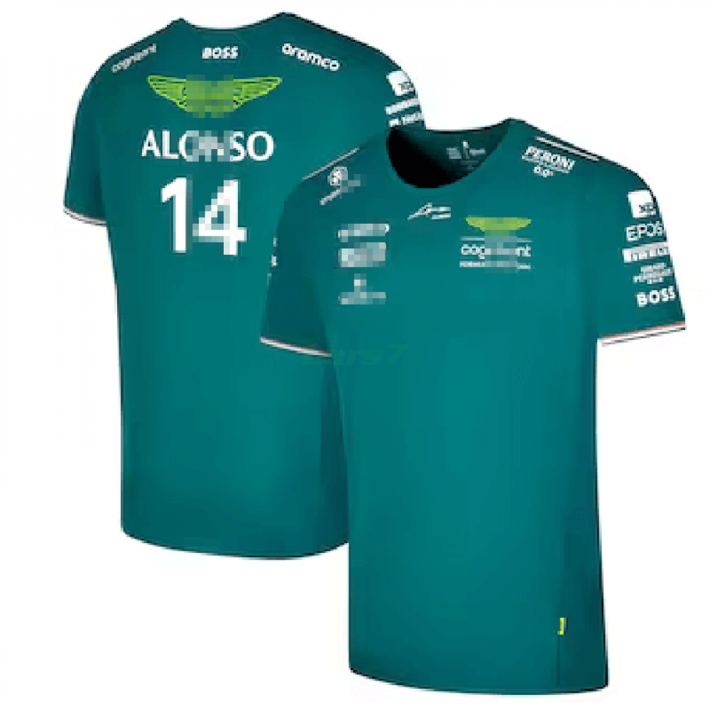 Camiseta Aston Martin Aramco Cognizant F1 2023 Fernando Alonso #14 Verde