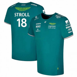 Camiseta Aston Martin Aramco Cognizant F1 2023 Lance Stroll #18 Verde