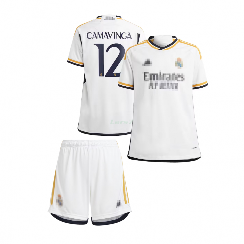 Camiseta Camavinga 12 Real Madrid 1ª Equipación 2023/2024 Niño Kit