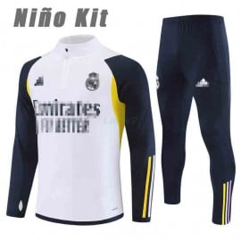 Sudadera de Entrenamiento Real Madrid 2023/2024 Niño Kit Blanco/Negro