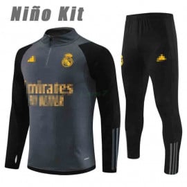 Sudadera de Entrenamiento Real Madrid 2023/2024 Niño Kit Gris Oscuro