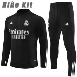 Sudadera de Entrenamiento Real Madrid 2023/2024 Niño Kit Negro